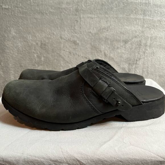Teva Delavina‎ Mule Black Leather Clogs Size 7 - Picture 1 of 7